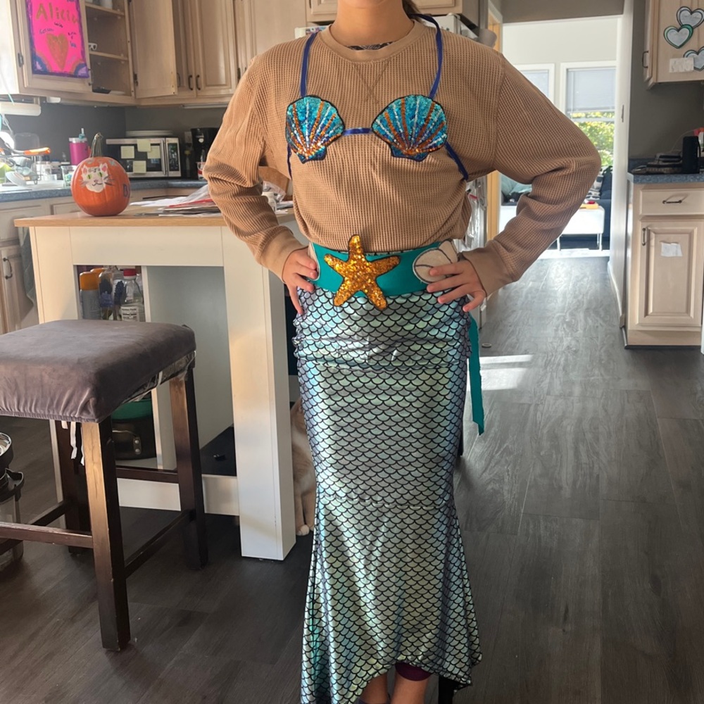 Justice Mermaid Costume with Teal and Gold Details